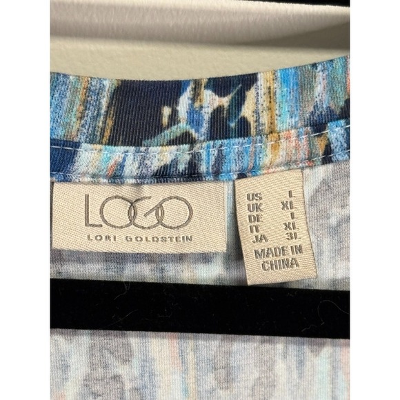 Logo Blue/Multi Colored Short Sleeve Top Woman‎ Size L - Picture 3 of 6